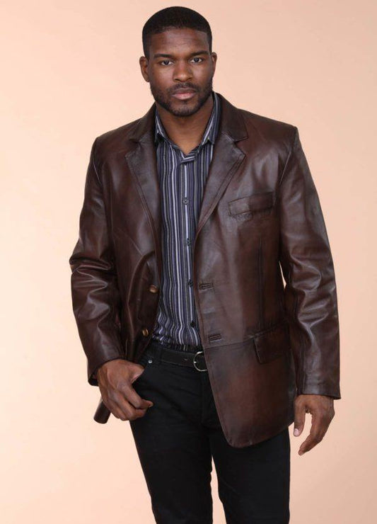 Blazer In Premium Italian Lambskin - Leather Made In Italy