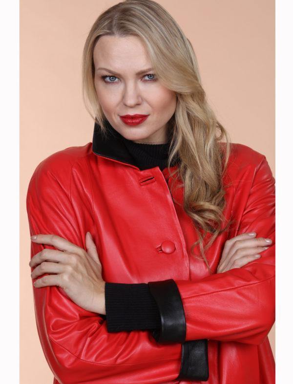Elena-Women’s 3/4 Length Coat - Leather Made In Italy