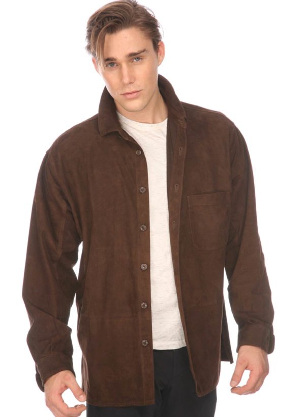 Italo-Shirt Jacket In Italian Antelope (Camoscio)