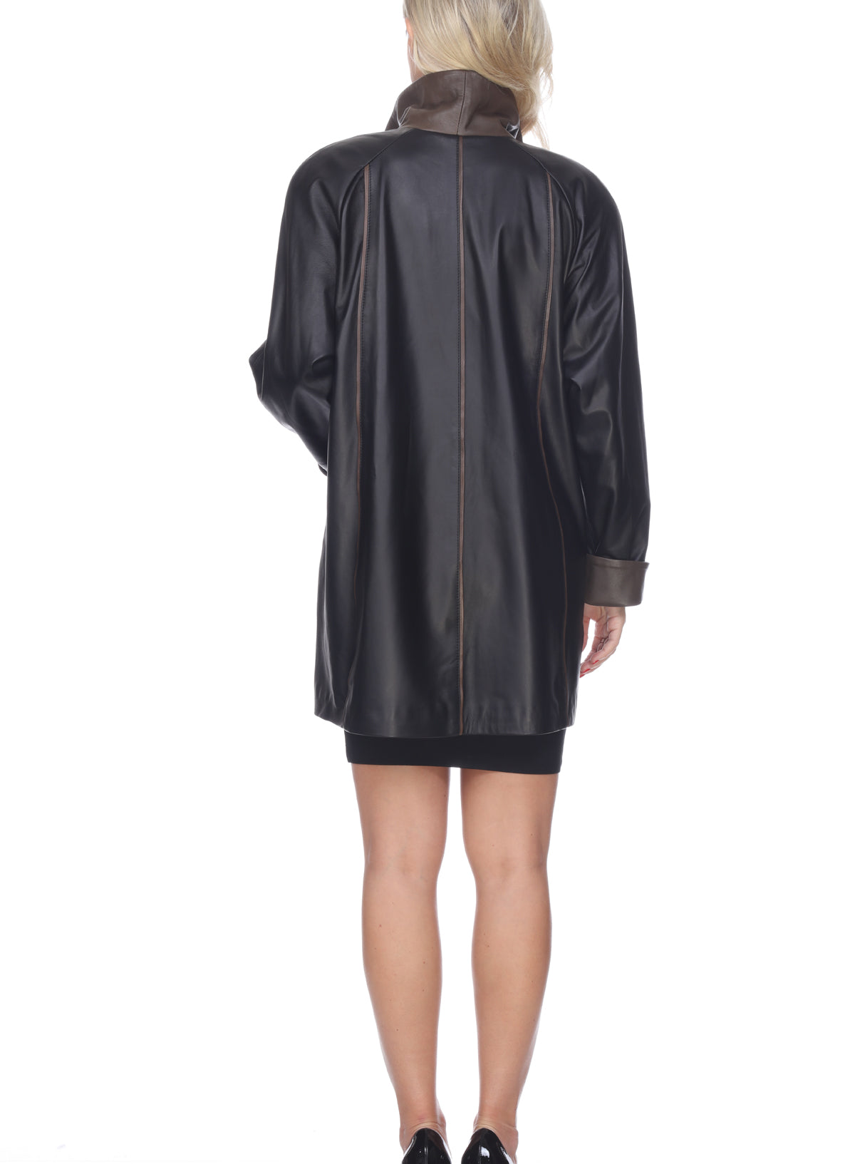 Ambra-An Elegant 3/4 Length Coat In "Premium" Italian Lambskin