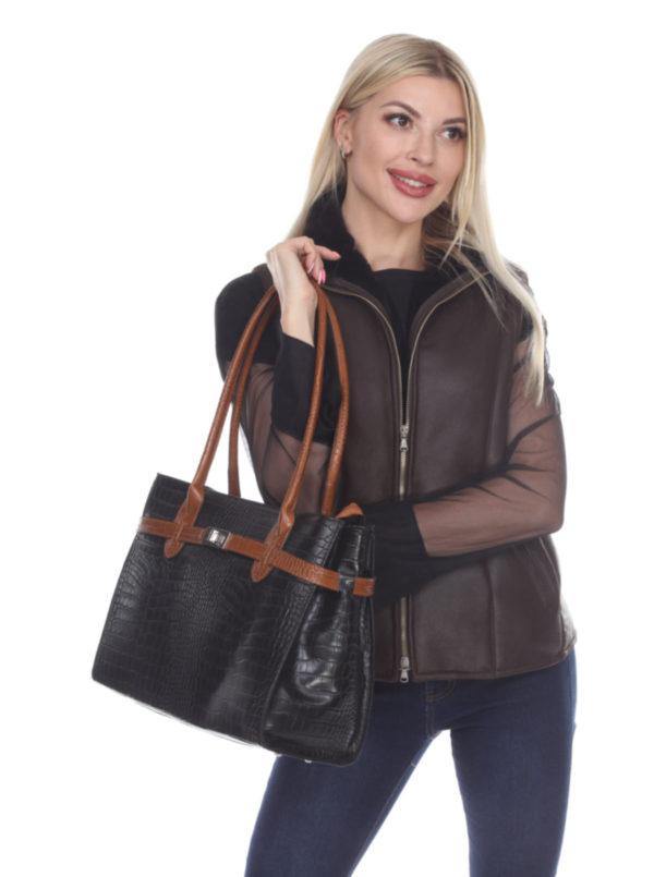 Donna-Top Handle/Shoulder Bag - Leather Made In Italy