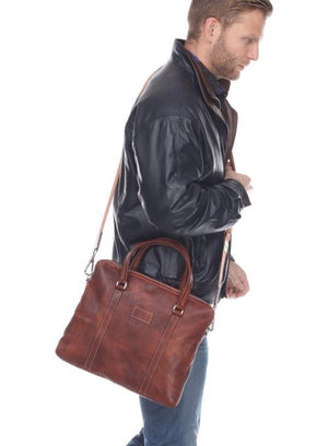 Enrico Mini-FINE ITALIAN CALFSKIN LEATHER BRIEFCASES FOR MEN FROM THE IVULA COLLECTION - Leather Made In Italy