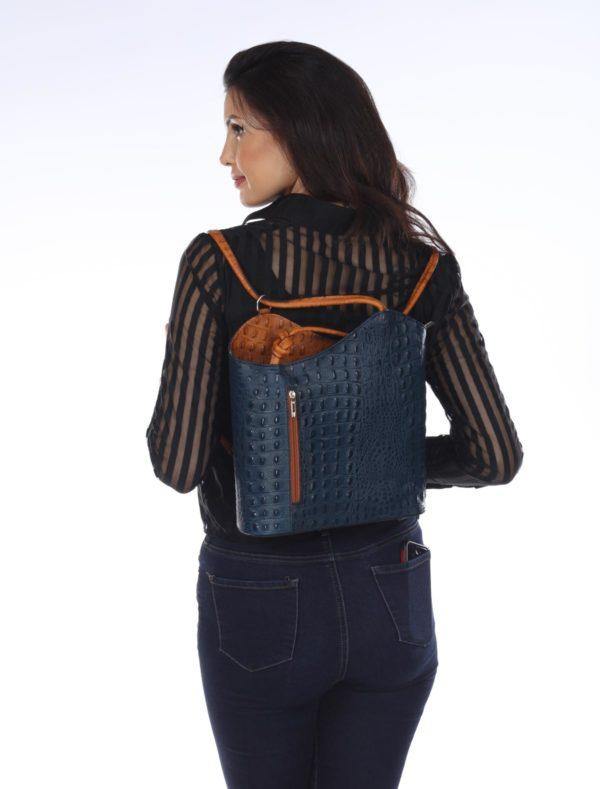 Gaia Convertible in Embossed Italian Calfskin Leather - Leather Made In Italy