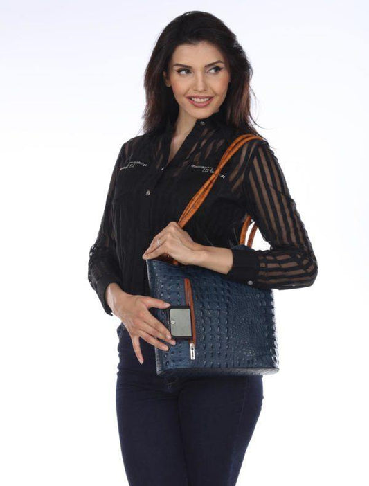 Gaia Convertible in Embossed Italian Calfskin Leather - Leather Made In Italy