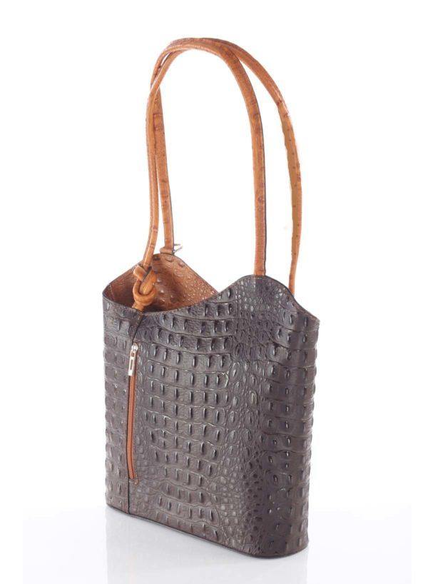 Gaia Convertible in Embossed Italian Calfskin Leather - Leather Made In Italy