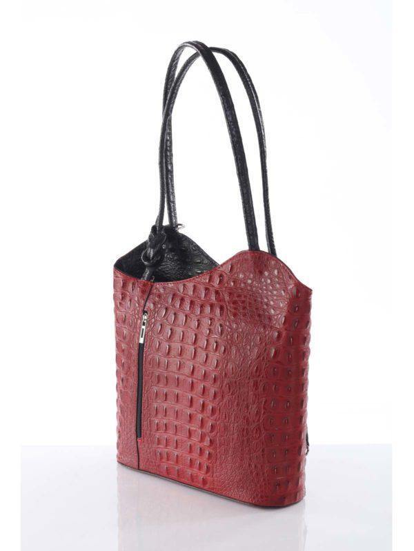 Gaia Convertible in Embossed Italian Calfskin Leather - Leather Made In Italy