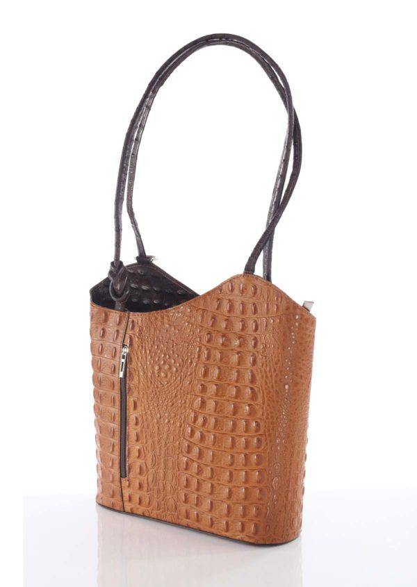 Gaia Convertible in Embossed Italian Calfskin Leather - Leather Made In Italy