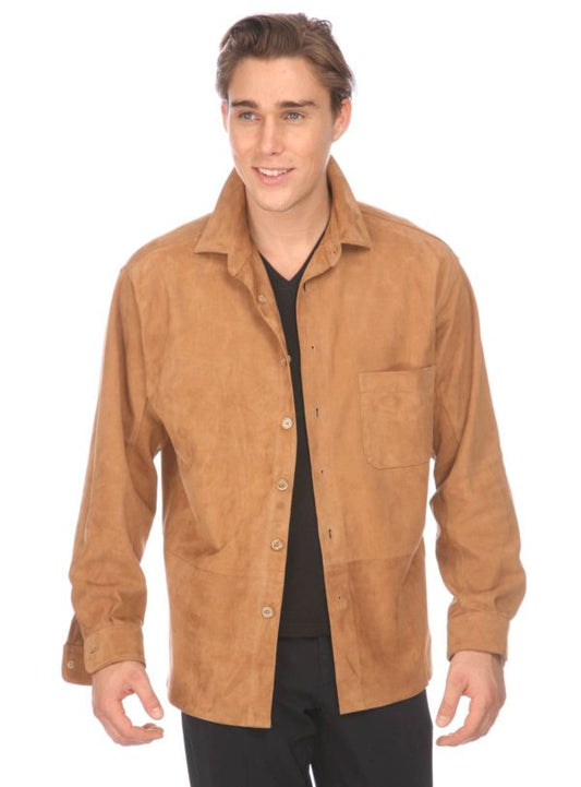 Italo-Shirt Jacket In Italian Antelope (Camoscio)