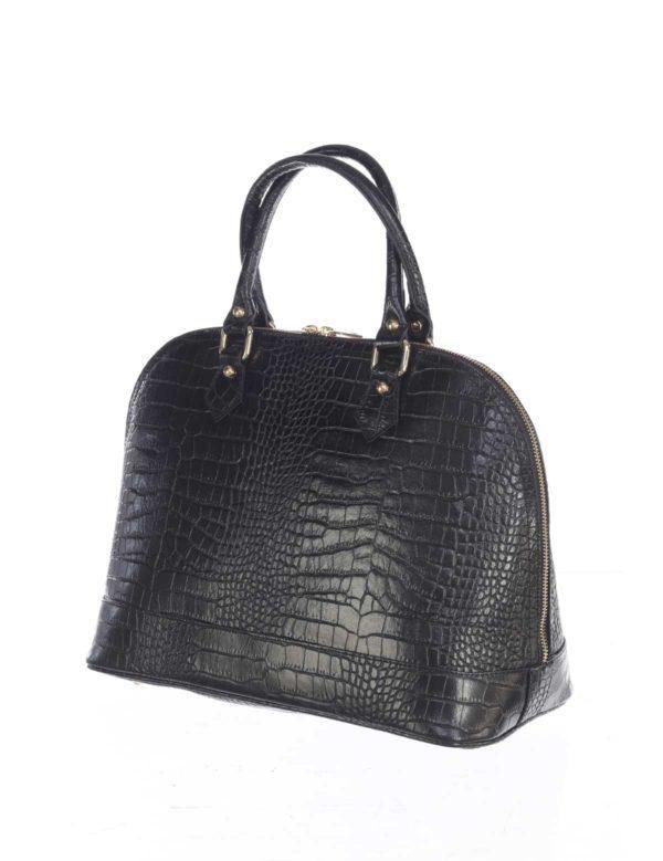 Laura-Elegant, Fashionable Classic Dome Shape Satchel - Leather Made In Italy
