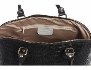 Laura-Elegant, Fashionable Classic Dome Shape Satchel - Leather Made In Italy
