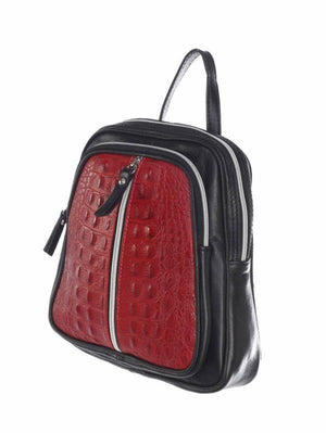 Mitra-Ladies' Elegant Backpack of Crocodile Print & Smooth Italian Cal – Leather Made In Italy