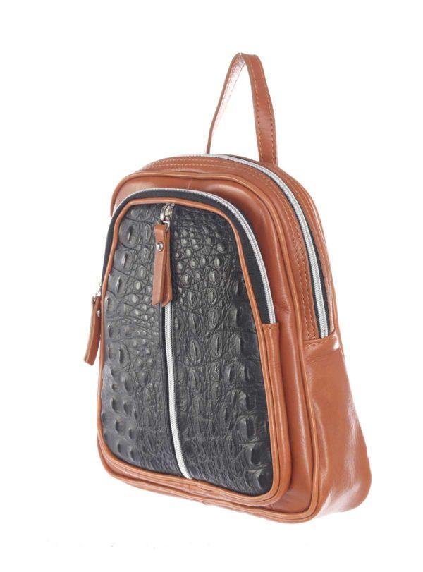 Mitra-Elegant Backpack of Crocodile Print & Smooth Italian Calfskin Leather - Leather Made In Italy