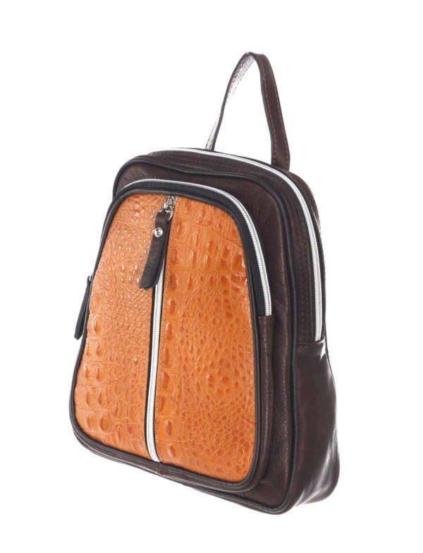 Mitra-Elegant Backpack of Crocodile Print & Smooth Italian Calfskin Leather - Leather Made In Italy