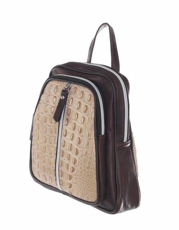 Mitra-Elegant Backpack of Crocodile Print & Smooth Italian Calfskin Leather - Leather Made In Italy