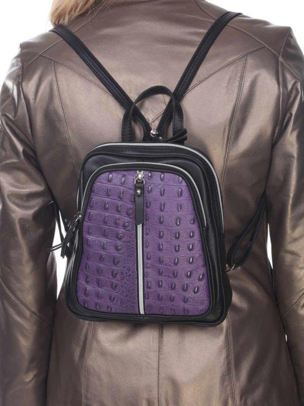 Mitra-Elegant Backpack of Crocodile Print & Smooth Italian Calfskin Leather - Leather Made In Italy