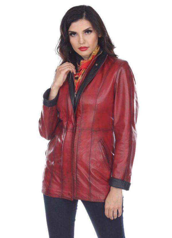 Simona-Lambskin In Tamponato Finish (Hand Rubbed With Vegetable Dye) - Leather Made In Italy