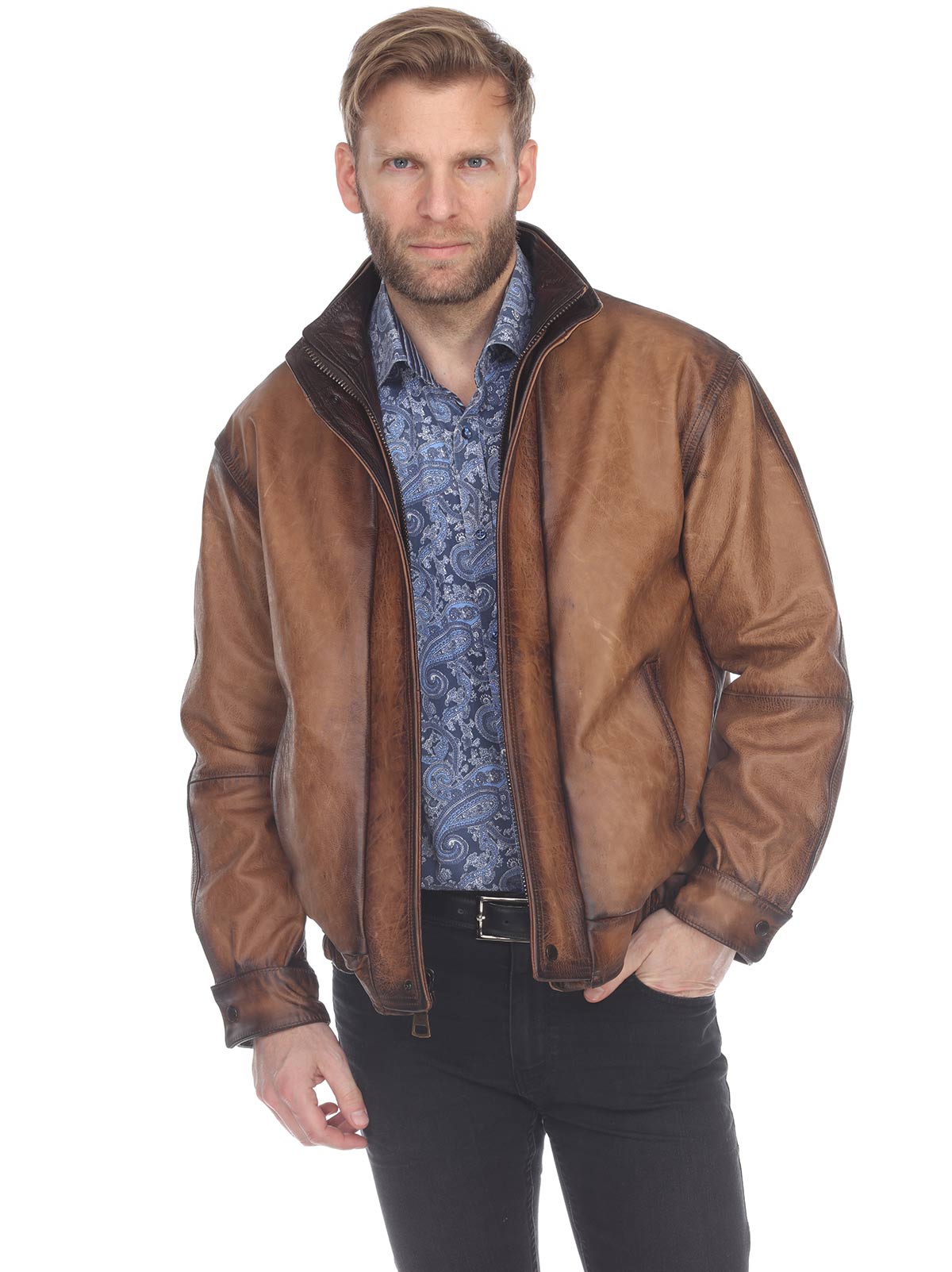 ジャケット・アウター Made in ITALY caw leather jacket Cow Leather Jacket for Men Genuine Cow-Hide Jacket C491 XS